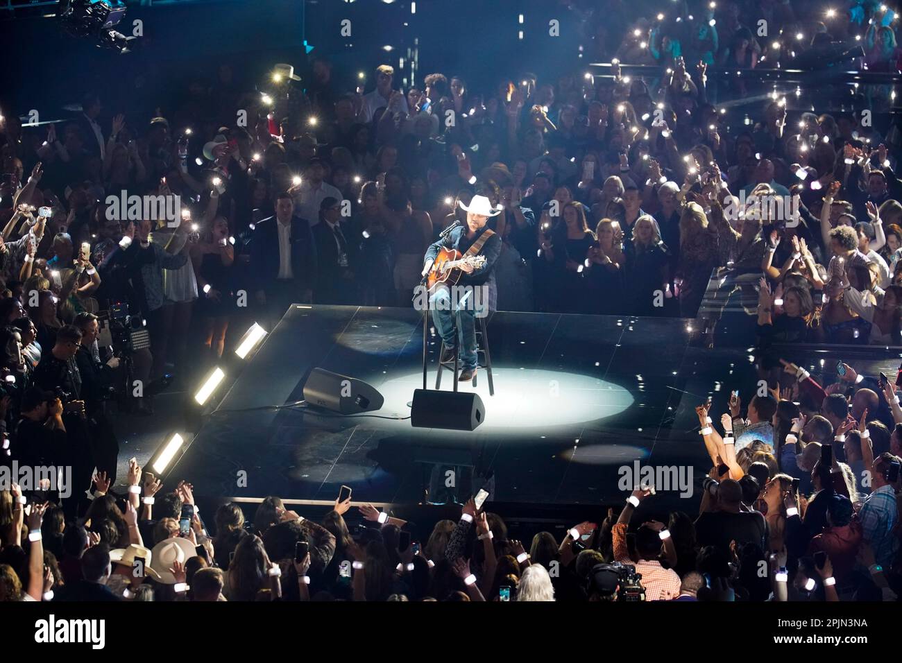 Singer CODY JOHNSON performs onstage at the 2023 Country Music Television (CMT) Music Awards held for the first time in Austin, Texas on April 2, 2023 at the Moody Center before a sold out crowd. Credit: Bob Daemmrich/Alamy Live News Stock Photo