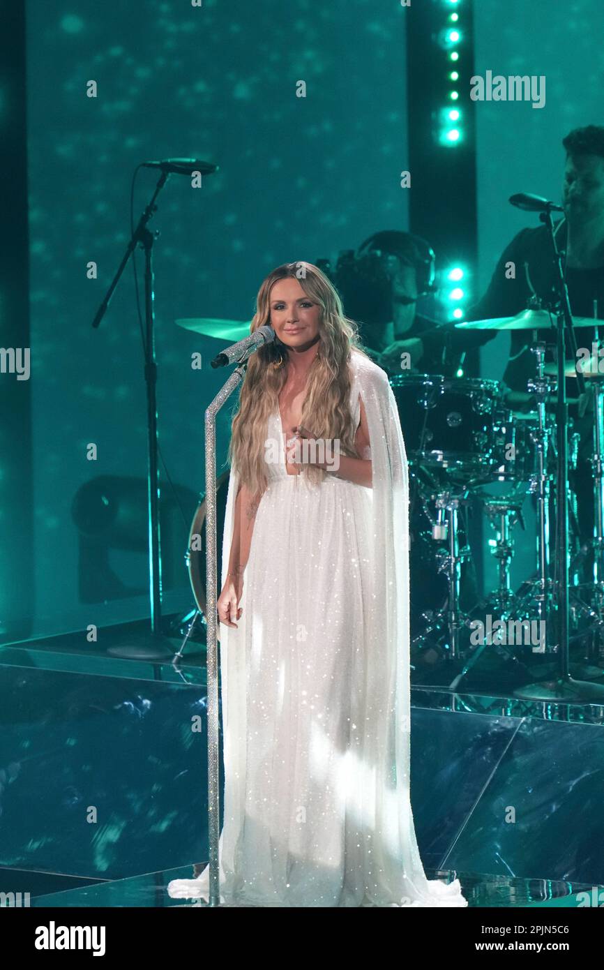 Award winner CARLY PEARCE sings onstage at the 2023 Country Music Television (CMT) Music Awards held for the first time in Austin, Texas on April 2, 2023 at the Moody Center before a sold out crowd. Credit: Bob Daemmrich/Alamy Live News Stock Photo