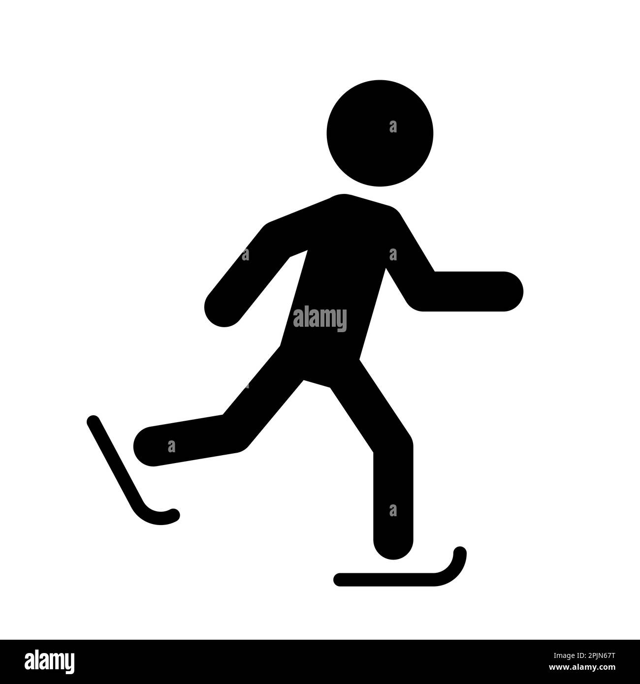 Ice skating sport icon. Ice skater silhouette symbol on isolated