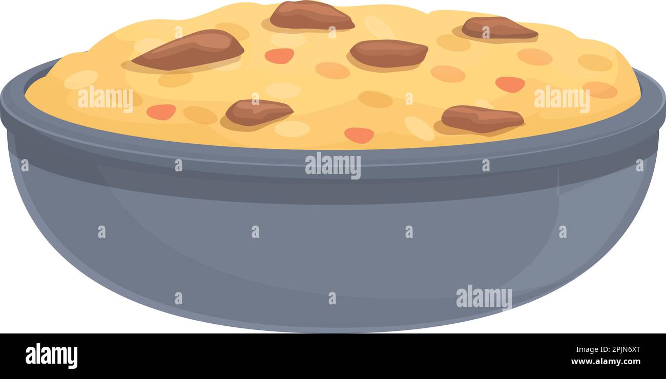 Cooked pilaf icon cartoon vector. Rice food. Asian cooking Stock Vector