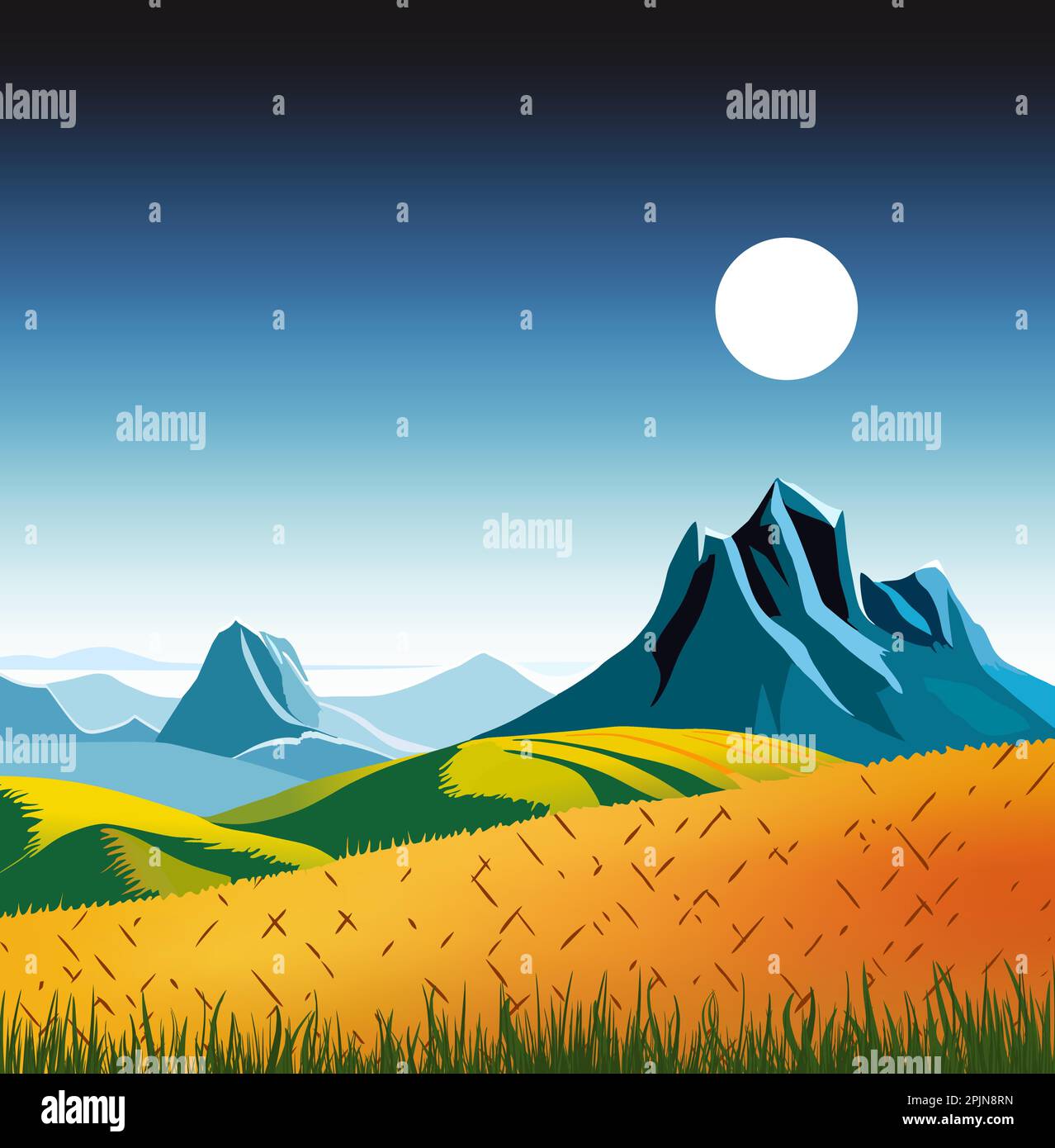 Vector illustration of a beautiful mountain landscape Stock Vector ...