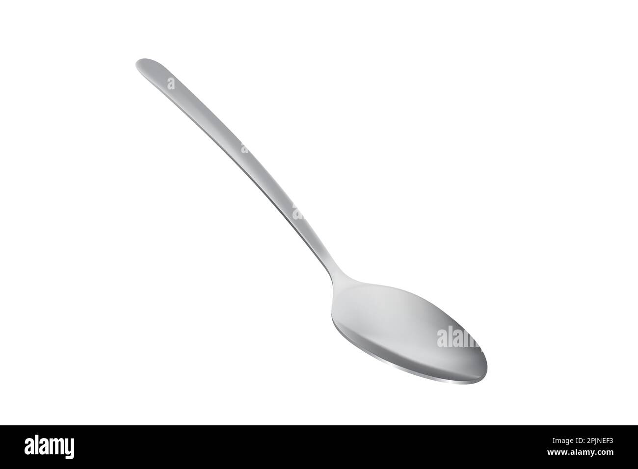 Spoon or teaspoon isolated on white background. Realistic 3d metal