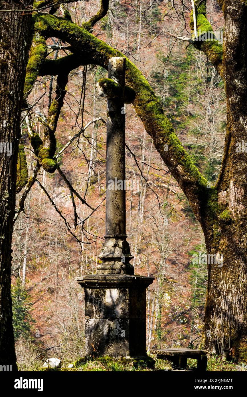 Stone cross, Grande Chartreuse monastery, SaintPierre de Chartreuse
