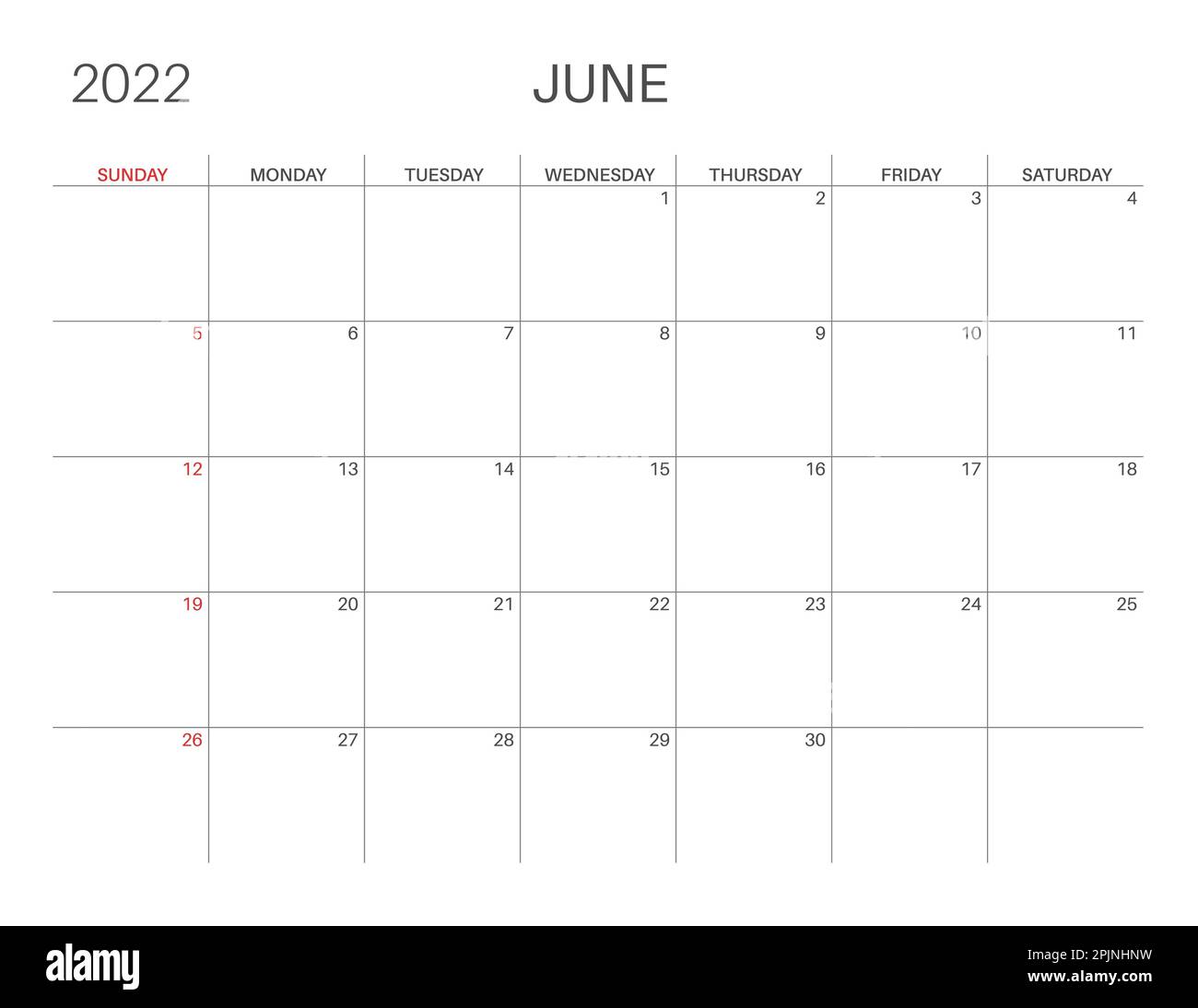 Printable Monthly Calendar June 2022