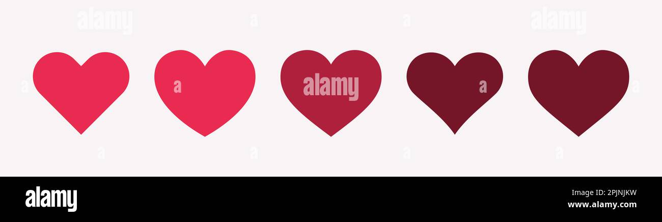 Heart shape symbol, love signs. Valentine heart symbols. Red heart icons. Vector illustration Stock Vector
