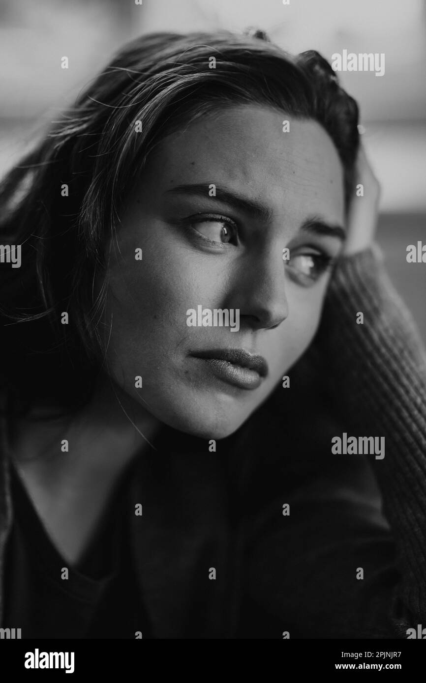 Work sad woman Black and White Stock Photos & Images - Alamy