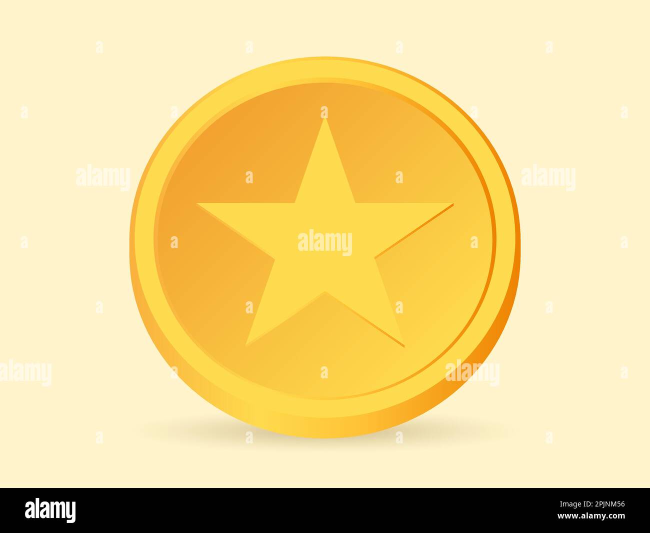 3d coin with star sign. Award, prize, reward coins. Golden money