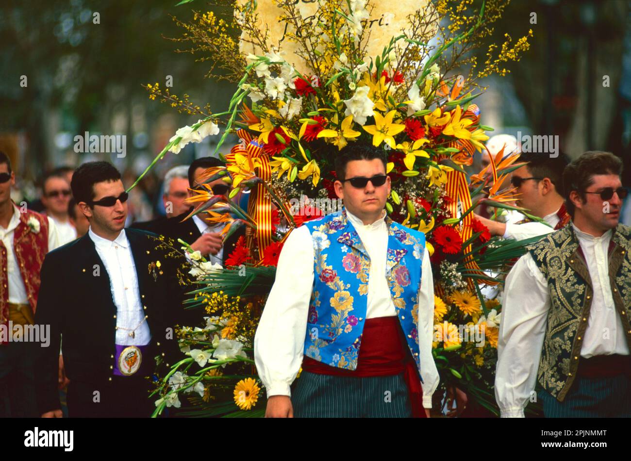 Procession of 'Falleros', Las Fallas fiesta, Valencia, Spain Stock Photo