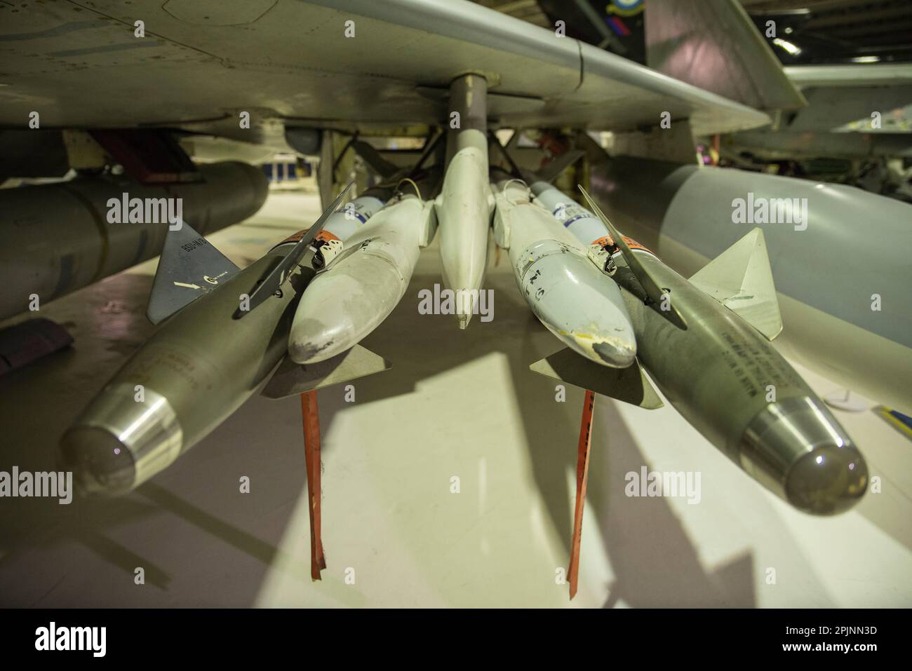 air-to-air missiles (AAM) on a McDonnell Douglas Phantom FGR2 Stock Photo