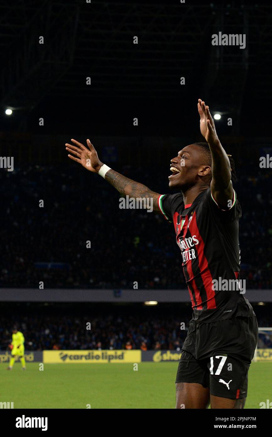 Rafael Leao of AC Milan celebrates after scoring a goal during theSerie ...