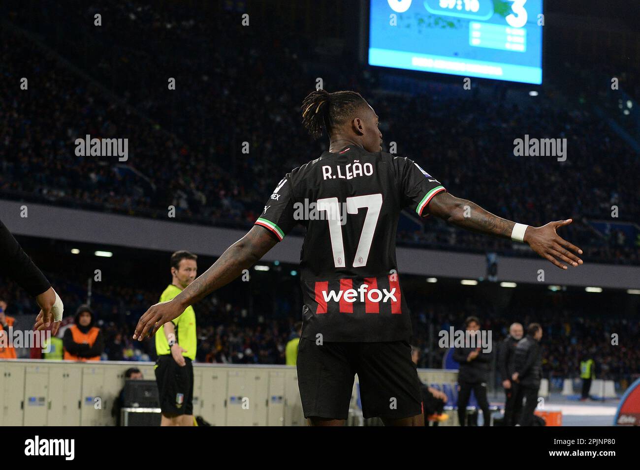 Rafael Leao of AC Milan celebrates after scoring a goal during theSerie ...