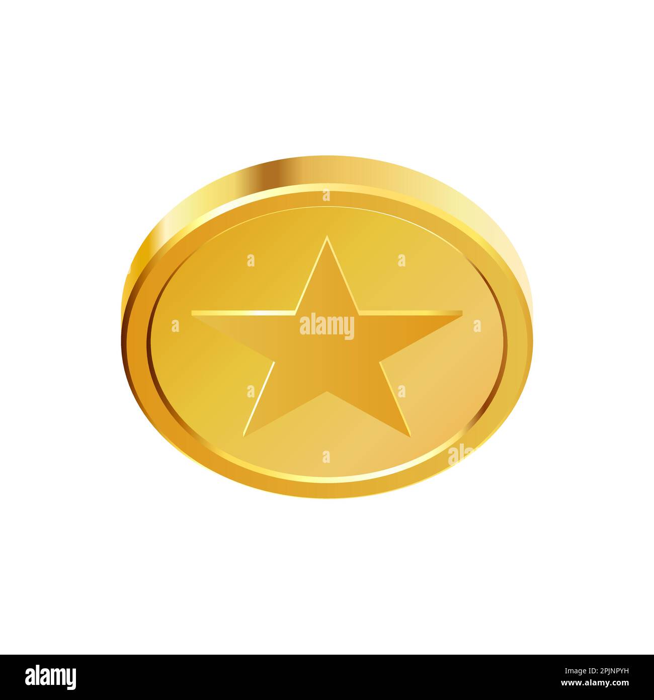Rotating gold coins with star sign. Award coins. Golden money set ...