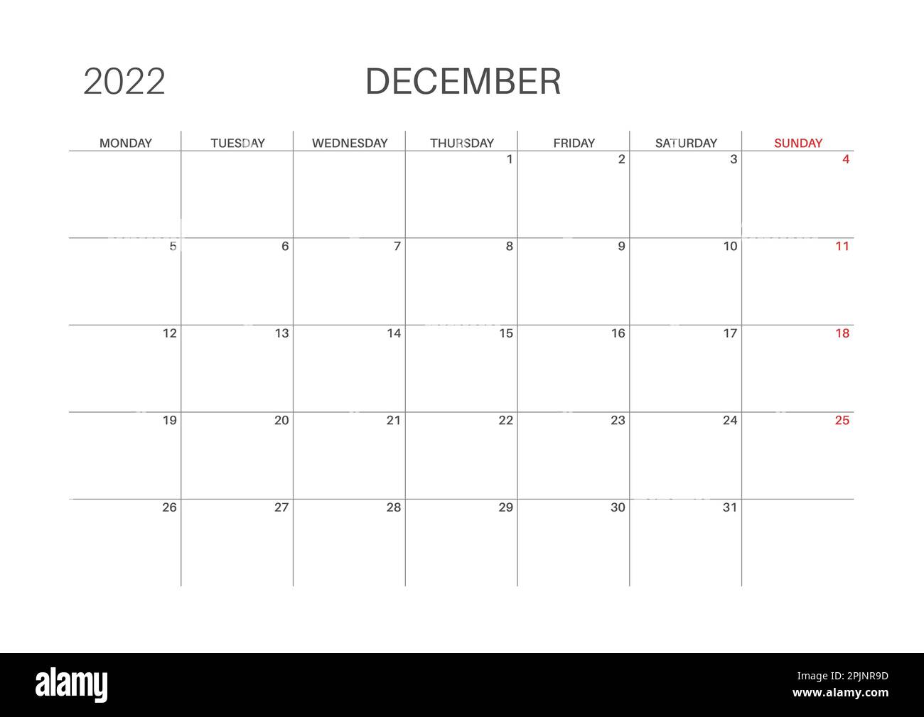 Calendar 2022 December Month