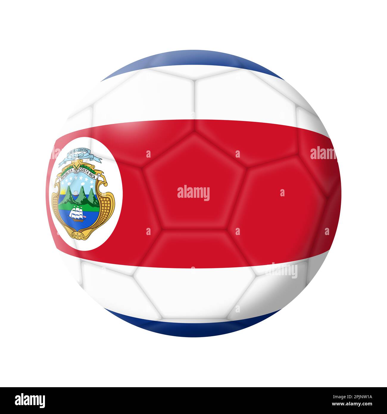 Costa Rica soccer ball football 3d illustration with clipping path