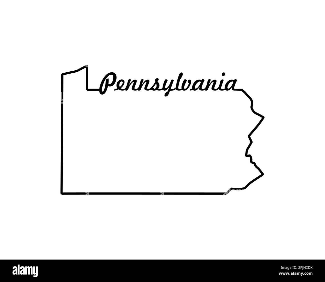 Pennsylvania State Map US State Map Pennsylvania Outline Symbol   Pennsylvania State Map Us State Map Pennsylvania Outline Symbol Retro Typography Vector Illustration 2PJNXDX 