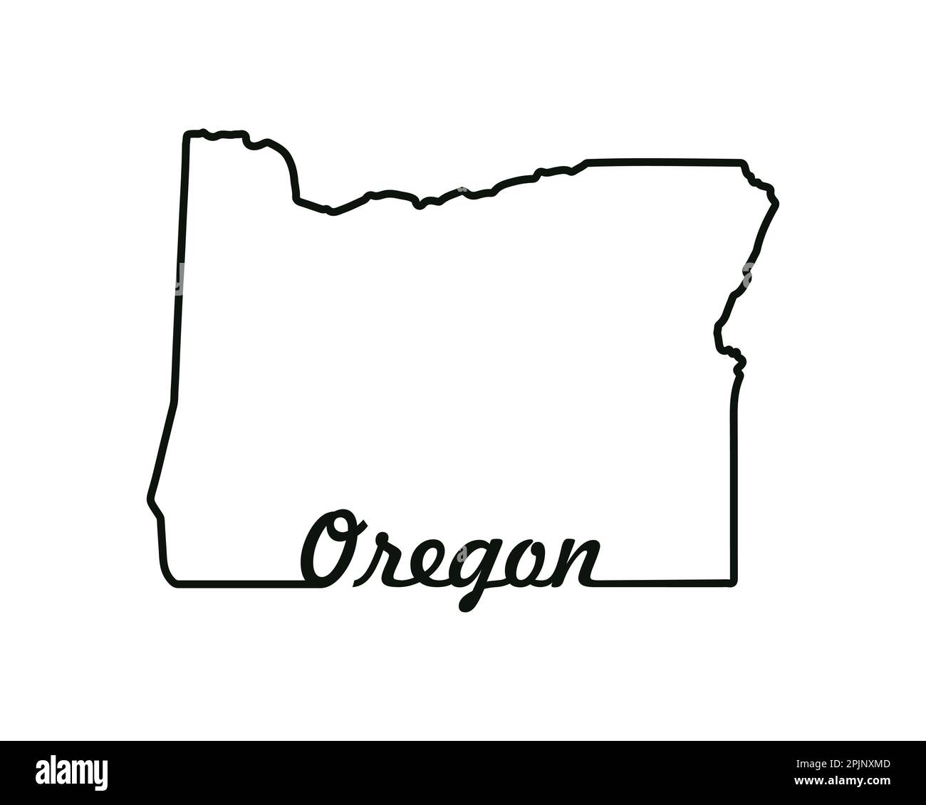 Oregon state map. US state map. Oregon outline symbol. Retro typography