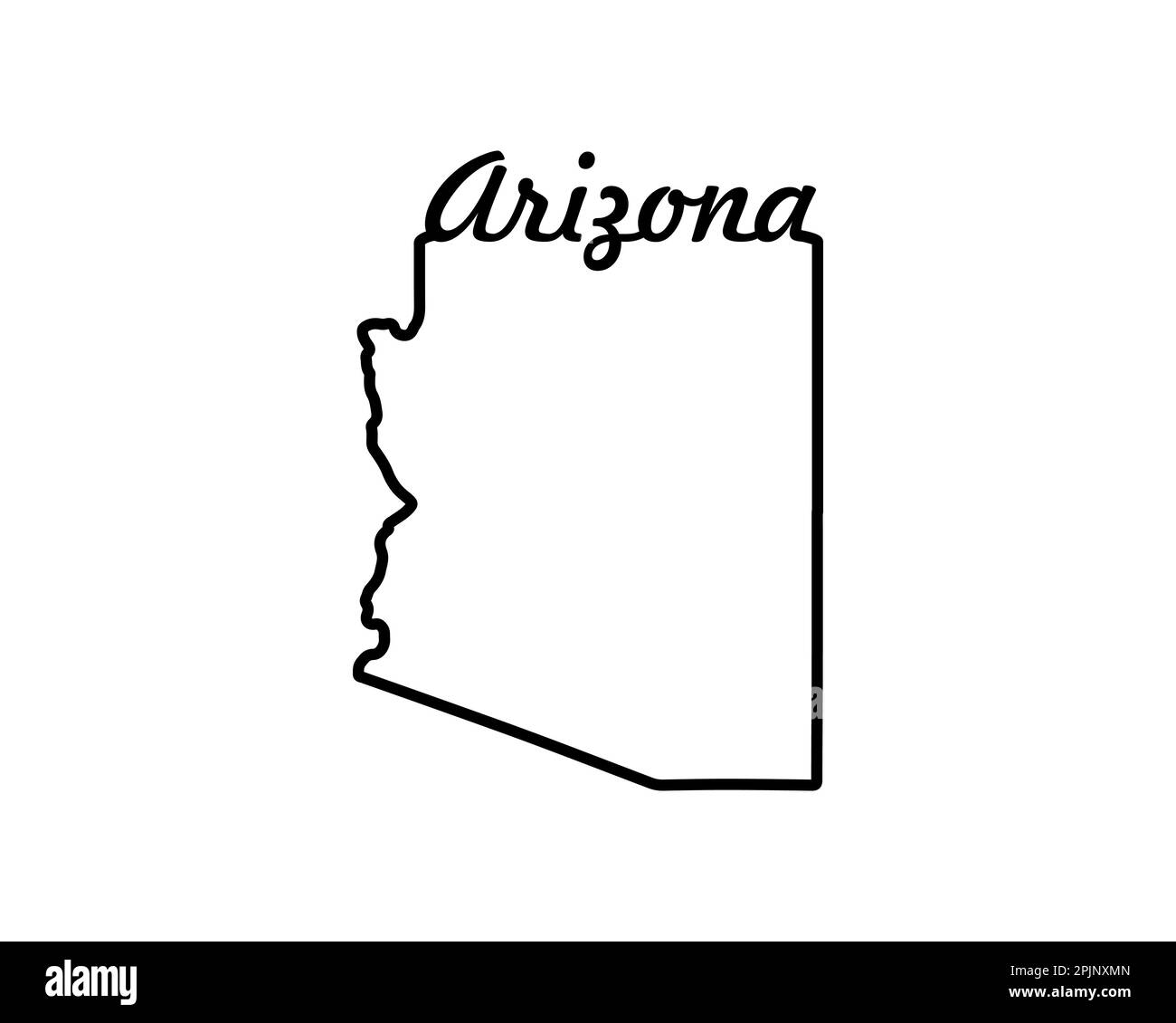 Arizona state map. US state map. Arizona outline symbol. Retro