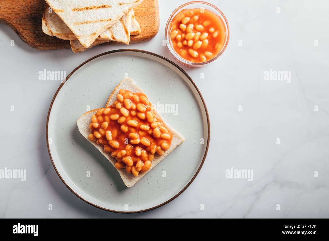 Baked Beans in Tomato Sauce on Slice of Toasted Bread, traditional