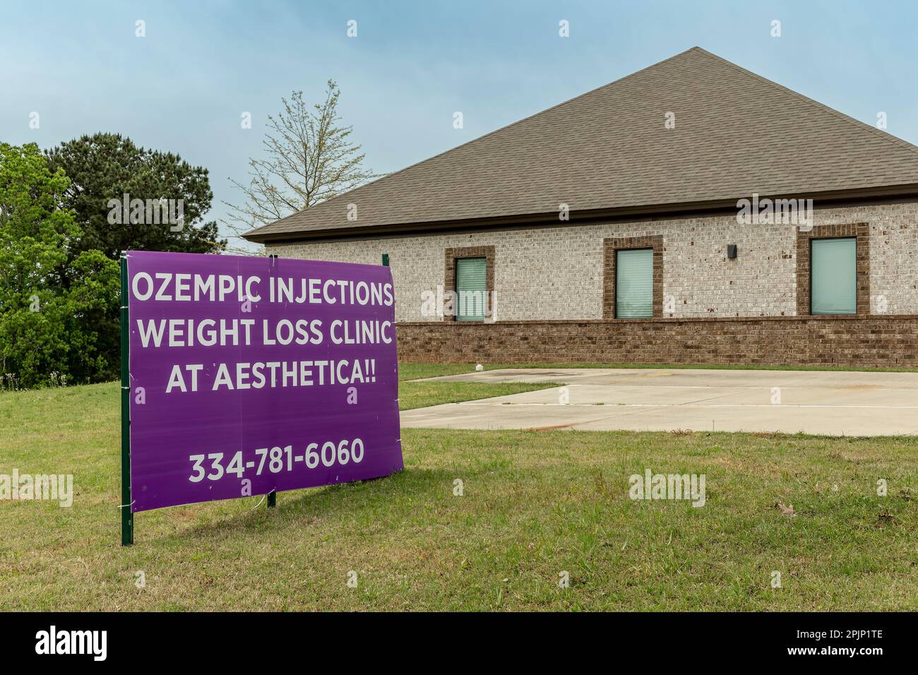 Ozempic (Semaglutide) injections sign at a weight loss or obesity clinic in Montgomery Alabama