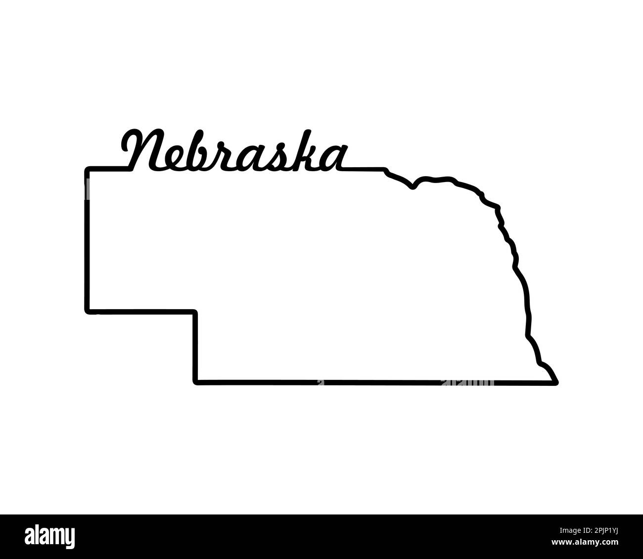 Nebraska state map. US state map. Nebraska outline symbol. Retro
