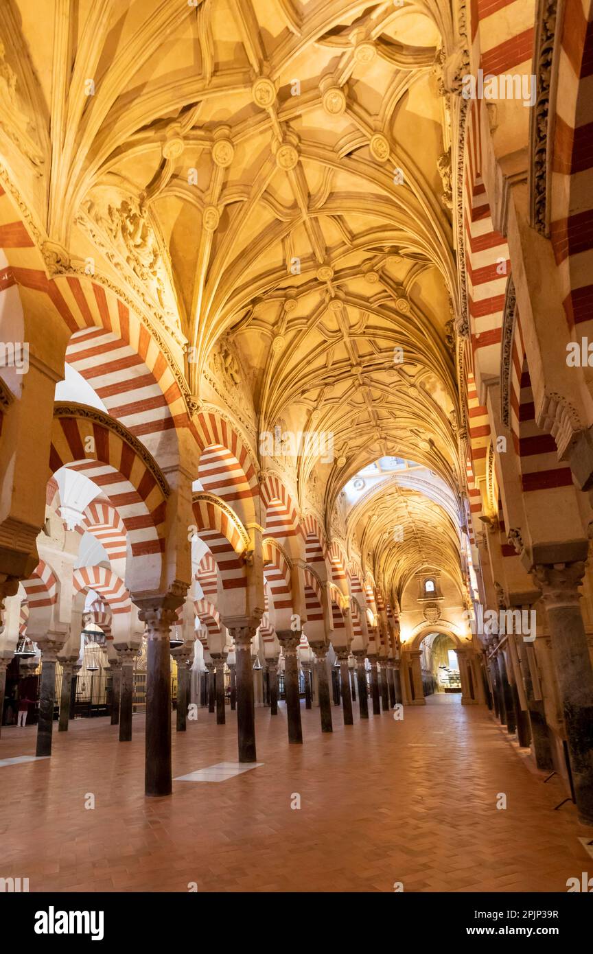 Interior of The Mosque – Cathedral of Cordoba, Cordoba, Andalusia, Spain, South West Europe Stock Photo