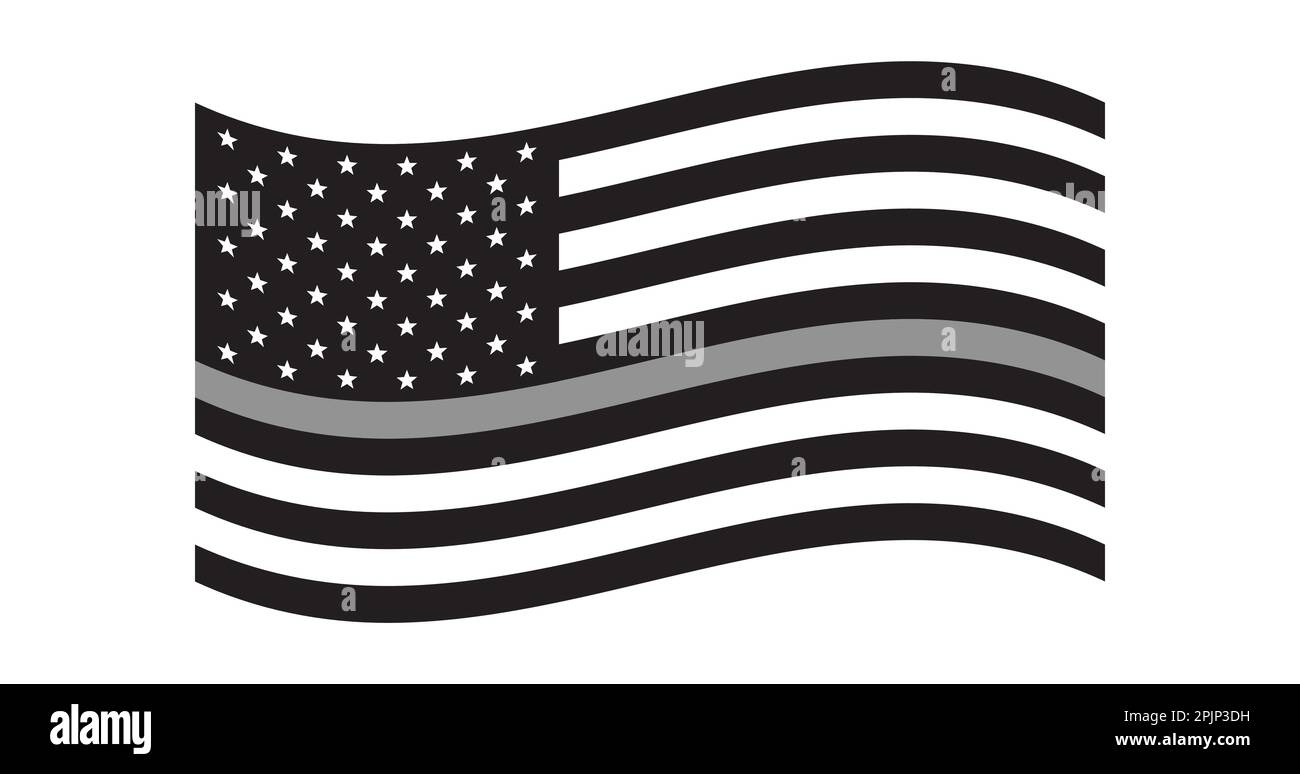 Black and white US Flag with yellow, gold line. US Dispatchers flag. The yellow line. Patriotic symbol. USA. Vector illustration Stock Vector