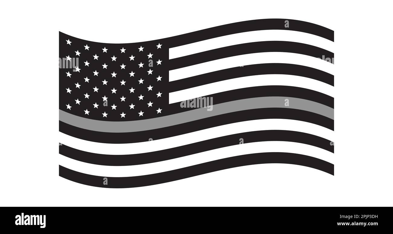Black and white US Flag with yellow, gold line. US Dispatchers flag