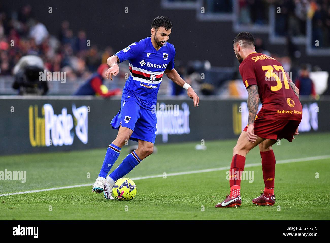 Roma, Italy. 02nd Apr, 2023. Mehdi Leris of UC Sampdoria during the Serie A match between AS Roma and UC Sampdoria at Stadio Olimpico on April 3, 2023 in Rome, Italy. (Photo by Gennaro Masi/Pacific Press) Credit: Pacific Press Media Production Corp./Alamy Live News Stock Photo