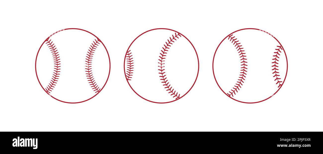 Set of softballs. Baseball balls. Outline softballs. Baseball equipment