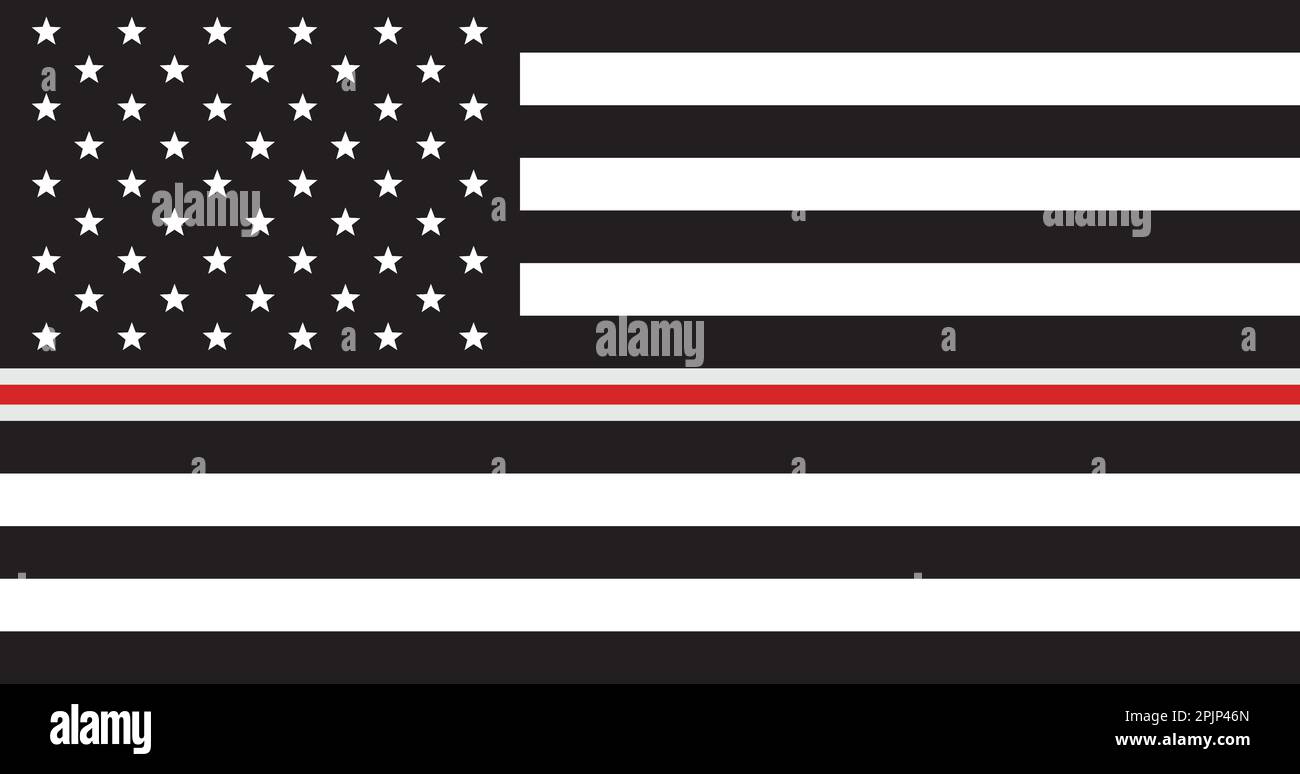 Black and white US Flag with thin red line. US registered nurses flag