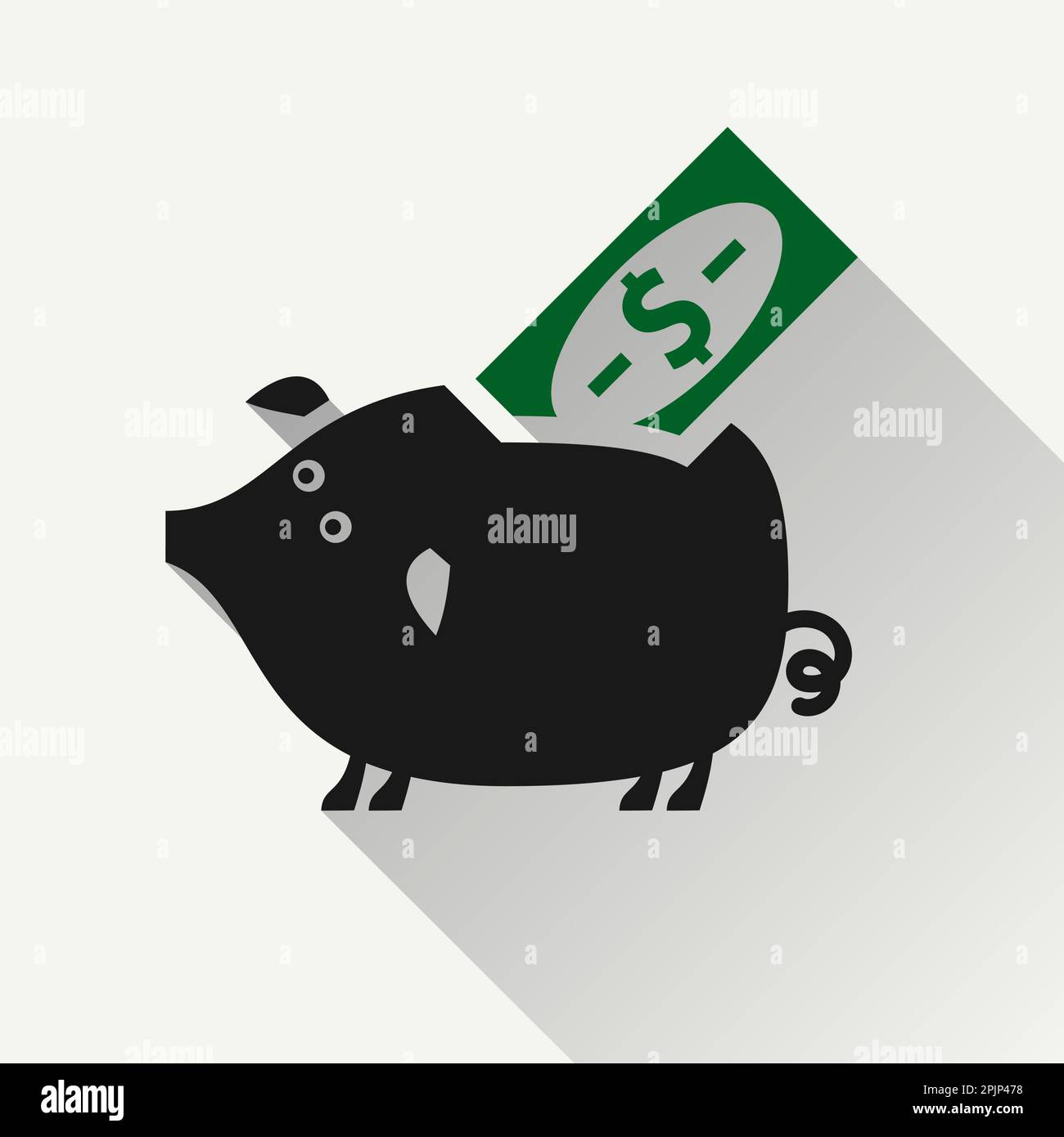 piggy bank, icon with dollar sign currency symbol, made in flat syle ...