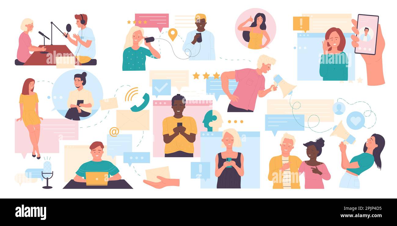 Online talk, people on video conference vector illustration. Cartoon