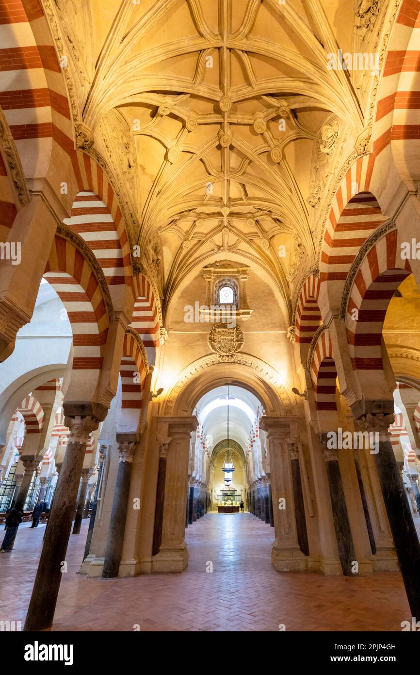 Interior of The Mosque – Cathedral of Cordoba, Cordoba, Andalusia, Spain, South West Europe Stock Photo