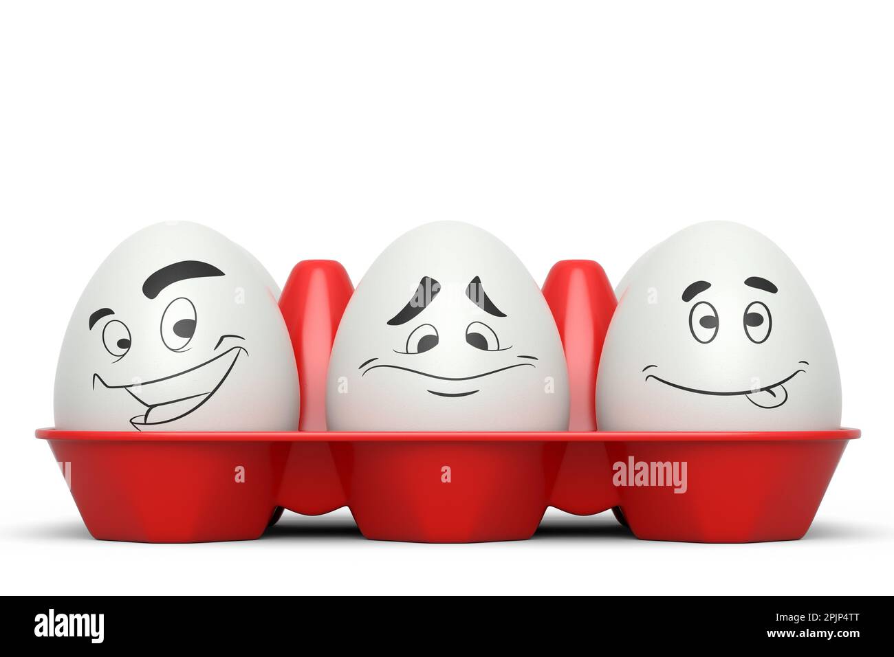 Farm white painted egg with expressions and funny face in plastic tray ...