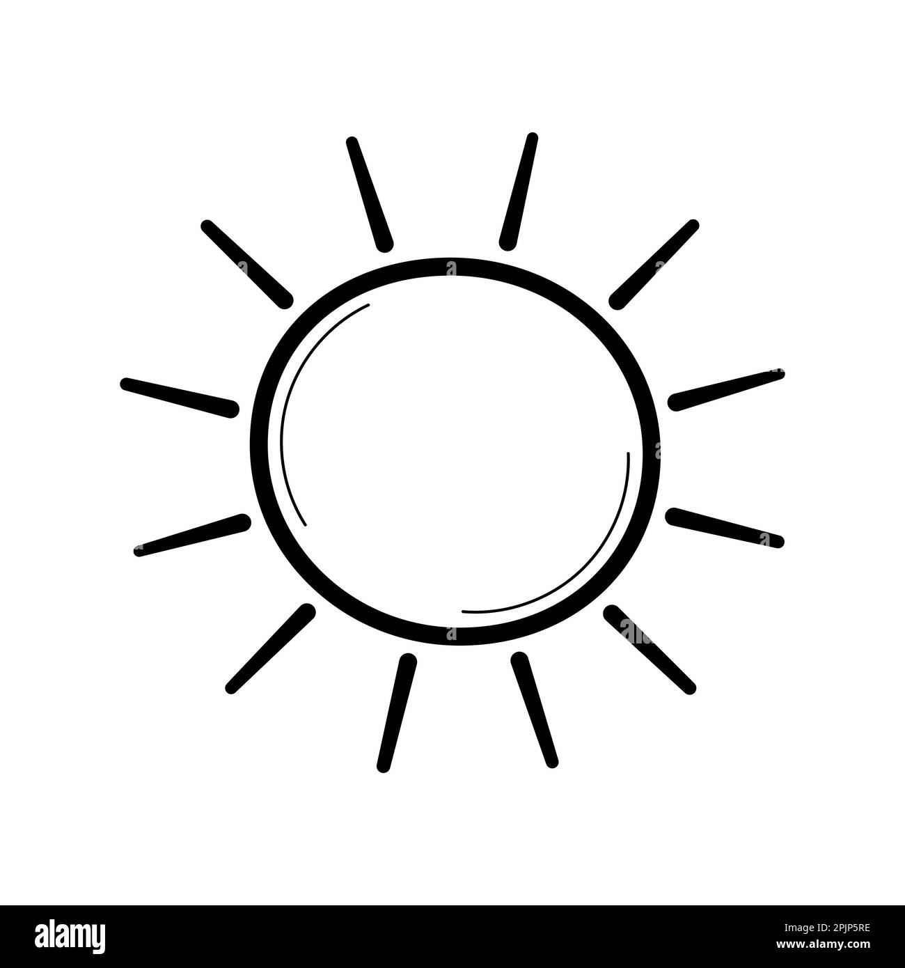 Sun. Hand drawn sketch icon. Symbol of the sunny weather. Isolated vector illustration in doodle line style. Stock Vector