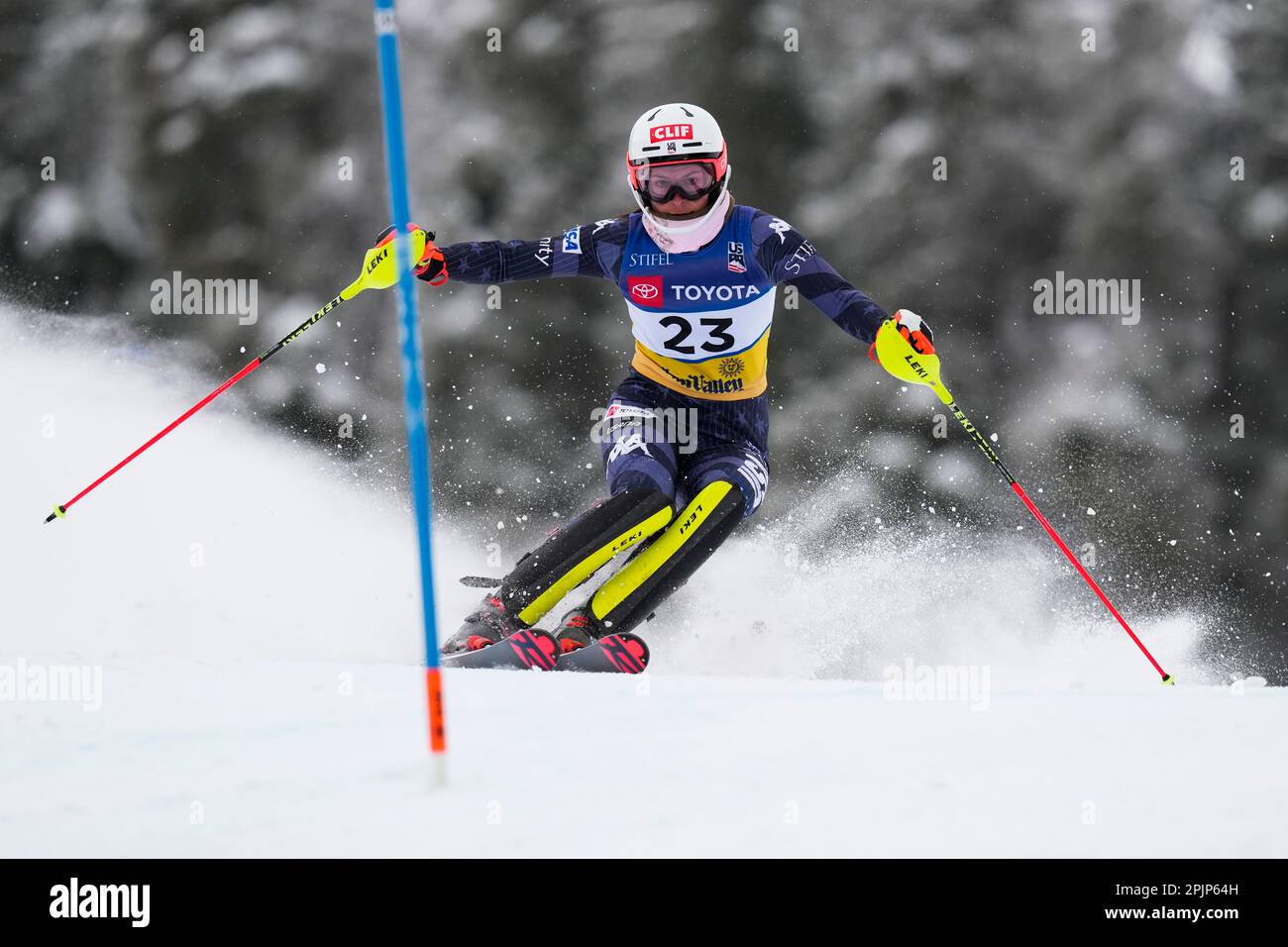 Keely Cashman competes in the women's slalom ski race during the U.S.  Alpine Championships, Monday, April 3, 2023, at the Sun Valley ski resort  in Ketchum, Idaho. (AP Photo/John Locher Stock Photo -