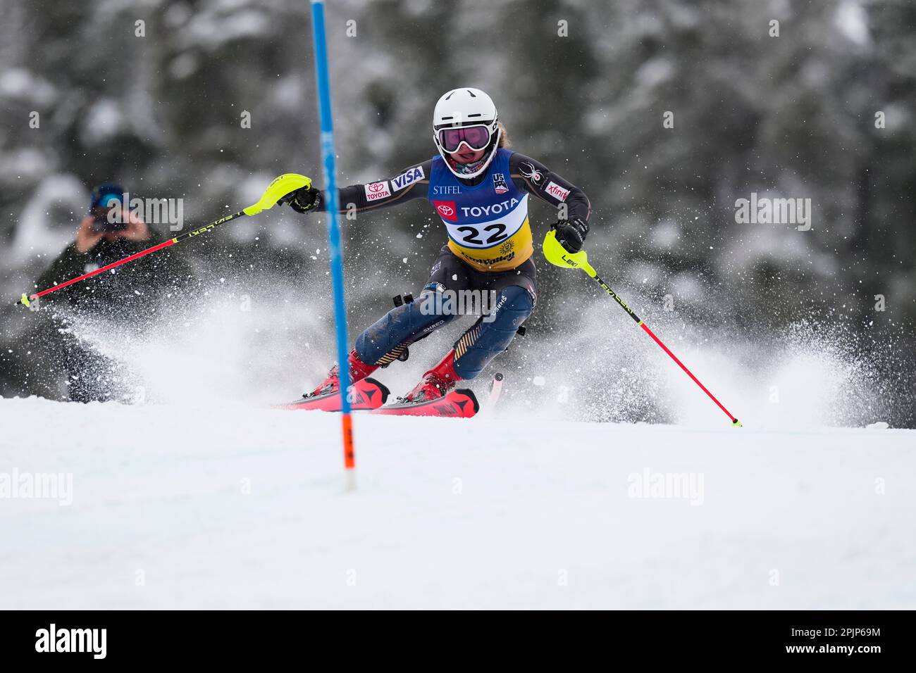Tianna Bruce competes in the women's slalom ski race during the U.S