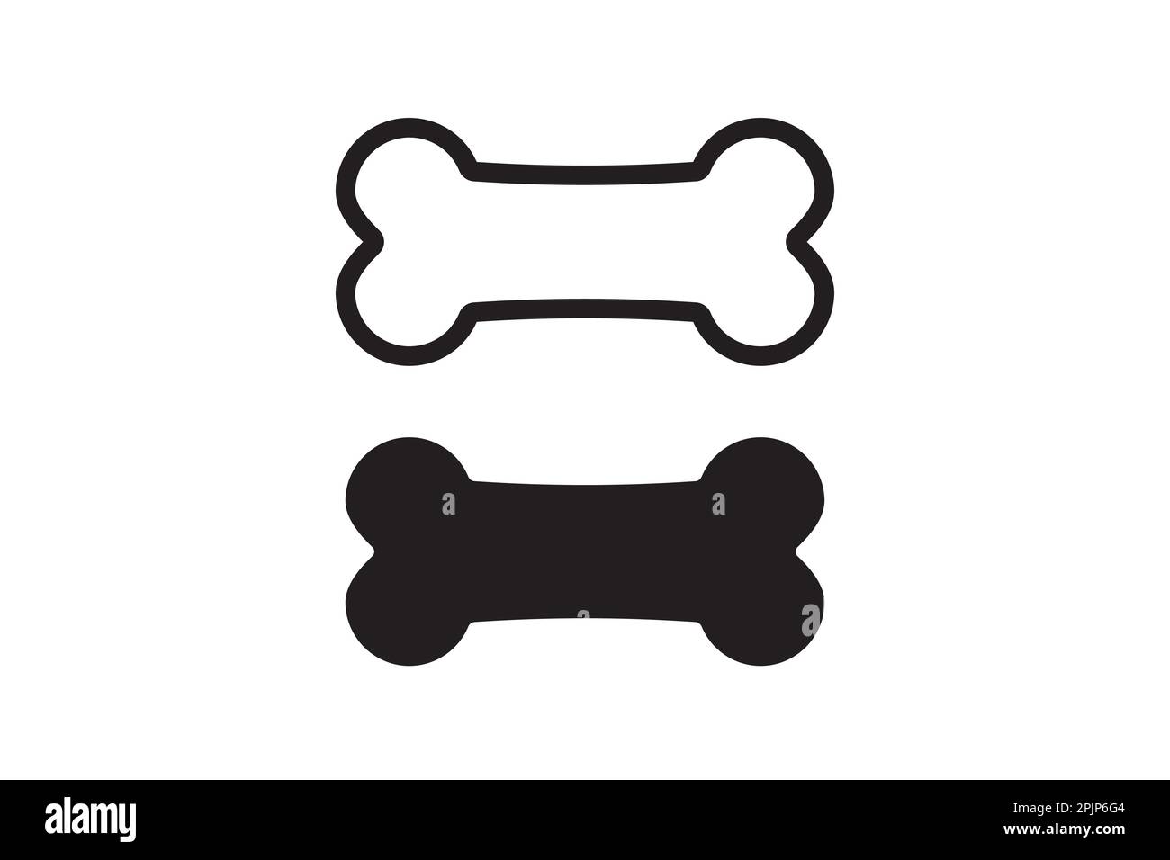 Bone for pet dog. Bone outline and silhouette icon. Canine food symbol