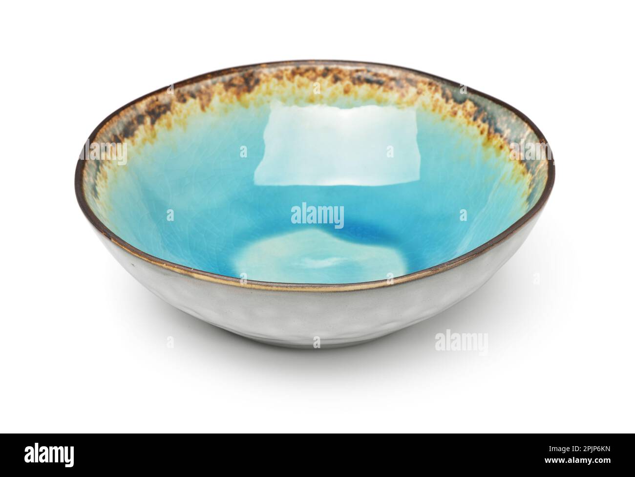 Empty vintage ceramic bowl isolated on white Stock Photo