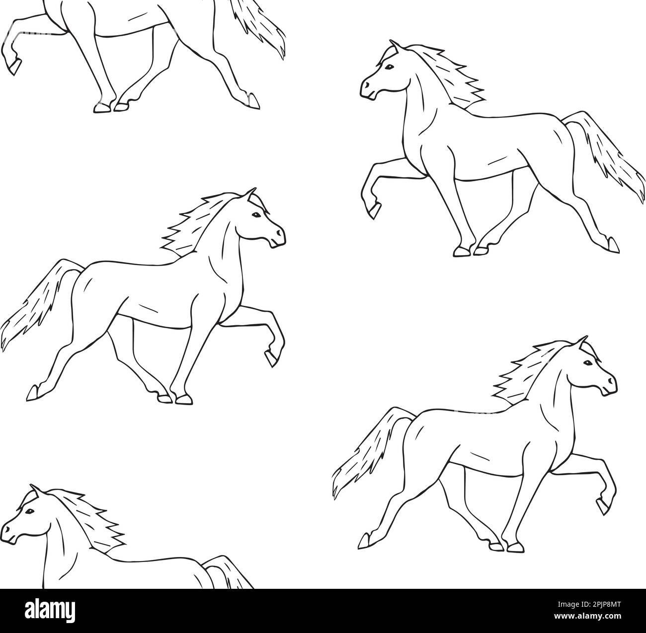Vector seamless pattern of hand drawn doodle sketch Iceland horse ...