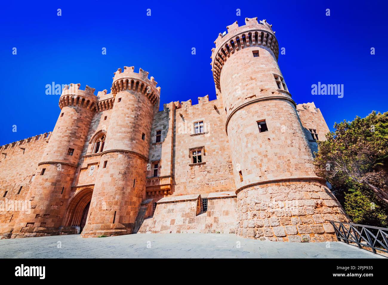 Rhodes, Greece. The Palace of the Grand Master of the Knights of Rhodos, famous for its impressive architecture and historical significance Stock Photo