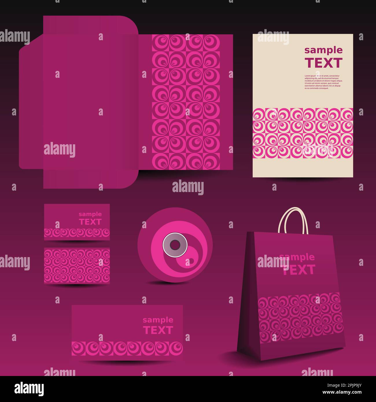 Stationery Template, Corporate Image Design with Circles Stock Vector