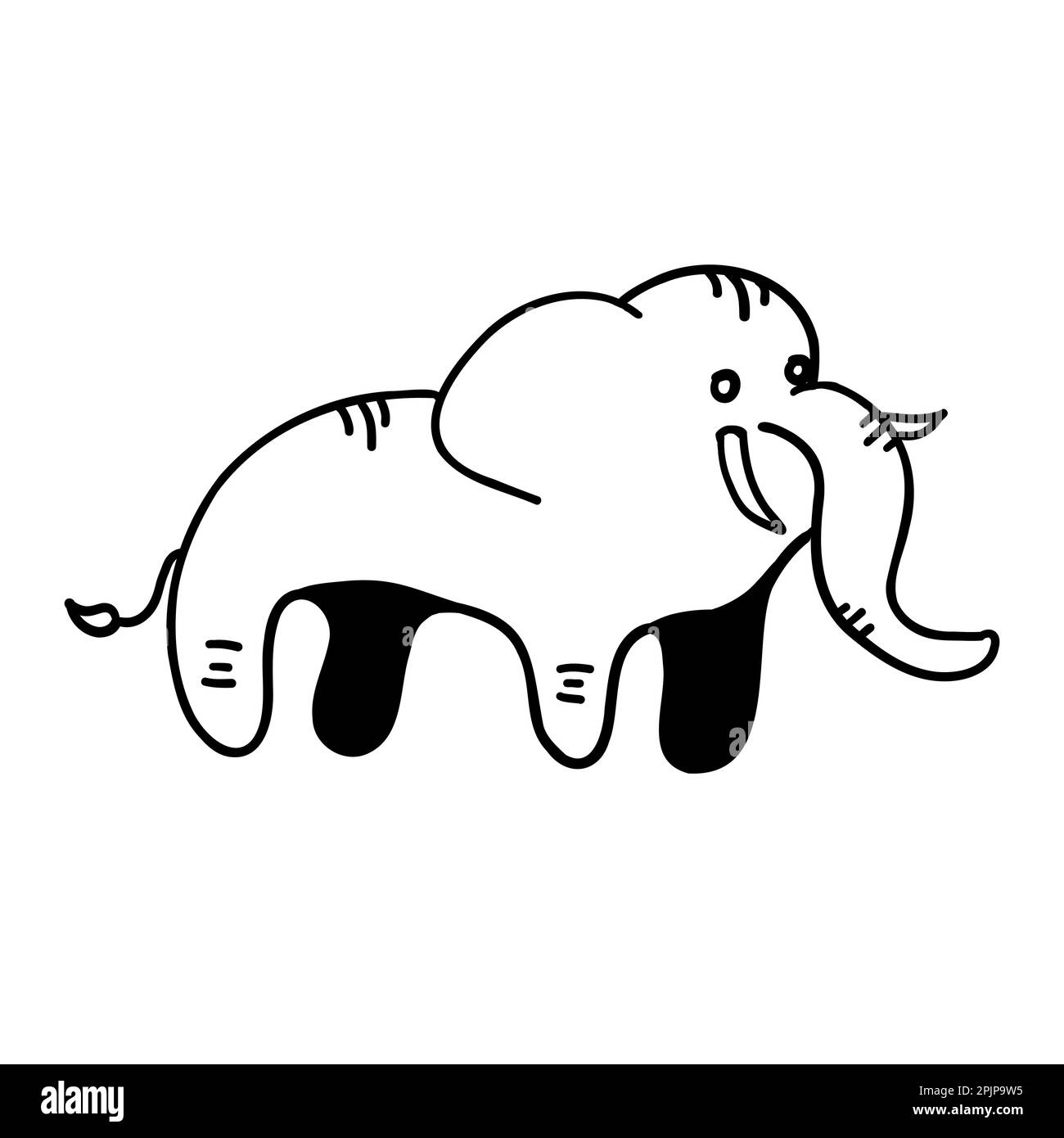 Elephant vector illustration in outline doodle style isolated on white