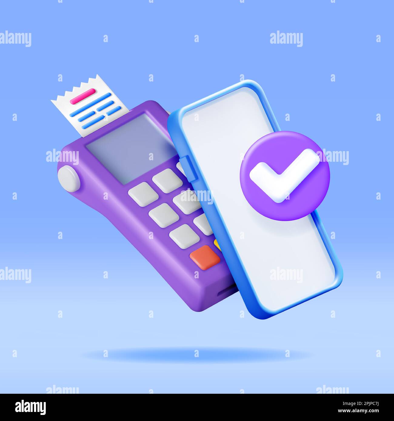 3D Payment Terminal with Smartphone and Receipt Stock Vector Image ...