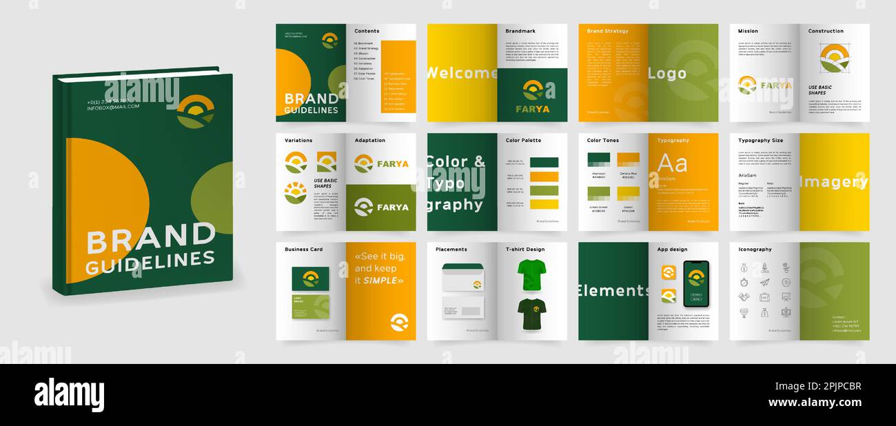 Green and Orange Brand Guidelines template. Brand Manual presentation
