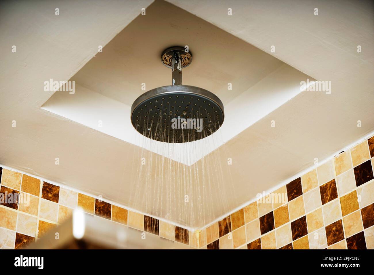 Detail of modern shower with water pouring Stock Photo Alamy