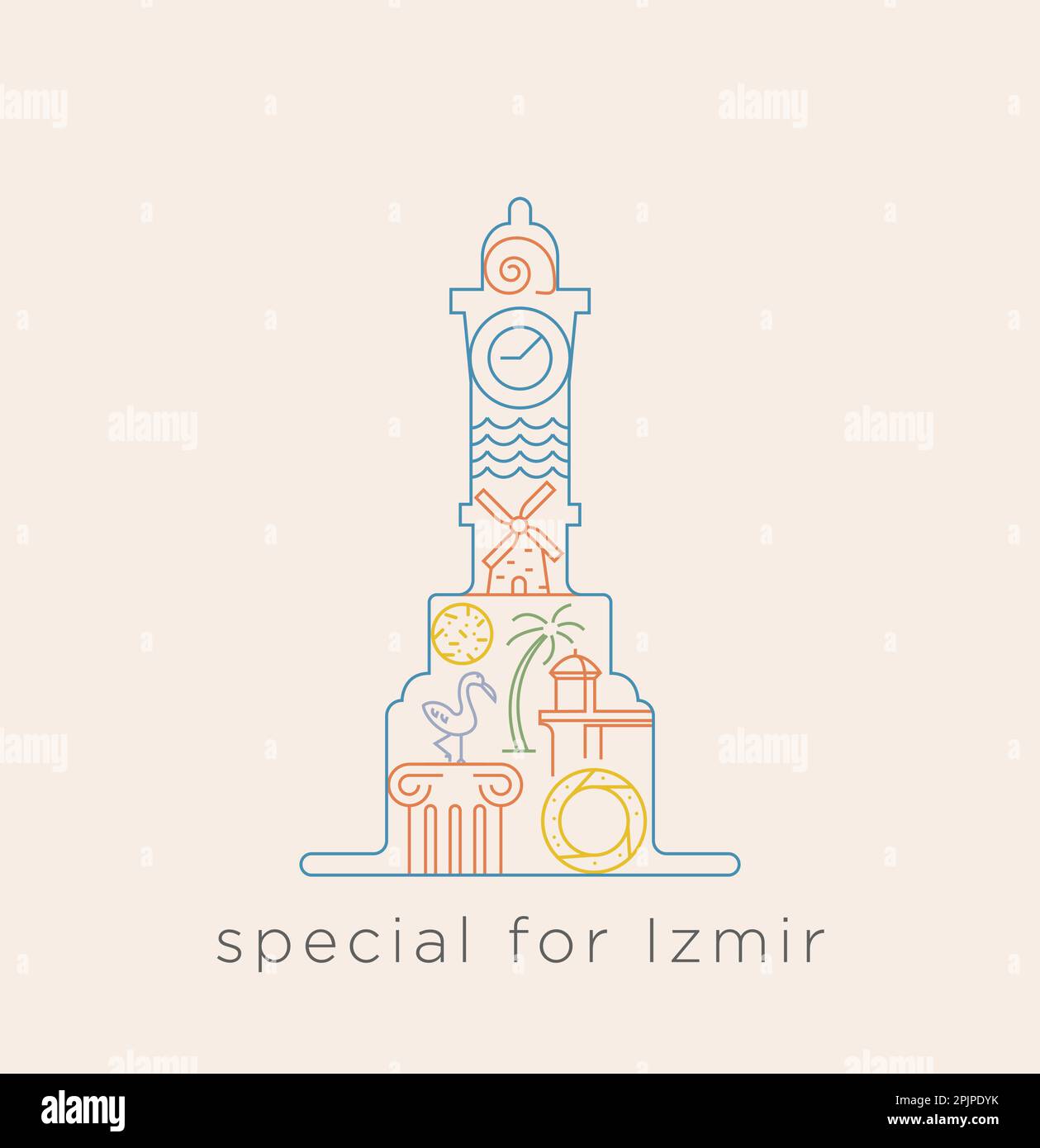 Clock tower of izmir Stock Vector Images - Alamy