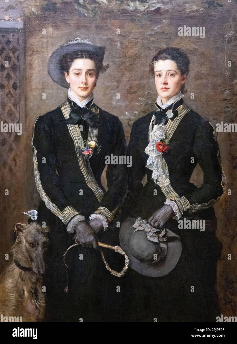 John Everett Millais painting; Twins; Kate and Grace Hoare, 1876. Millais was  one of the founders of the Pre-Raphaelite Brotherhood; English painter. Stock Photo