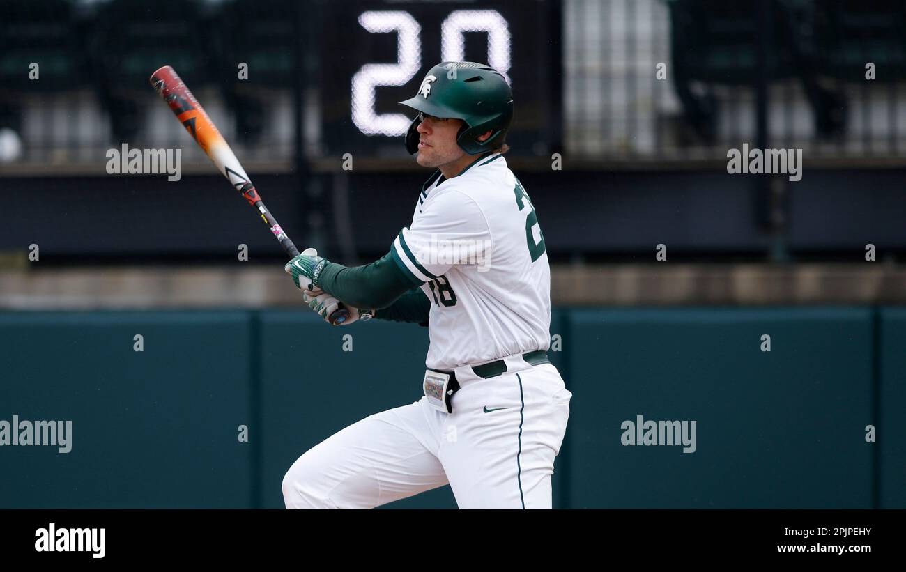 Michigan State's Brock Vradenburg bats during an NCAA baseball game on
