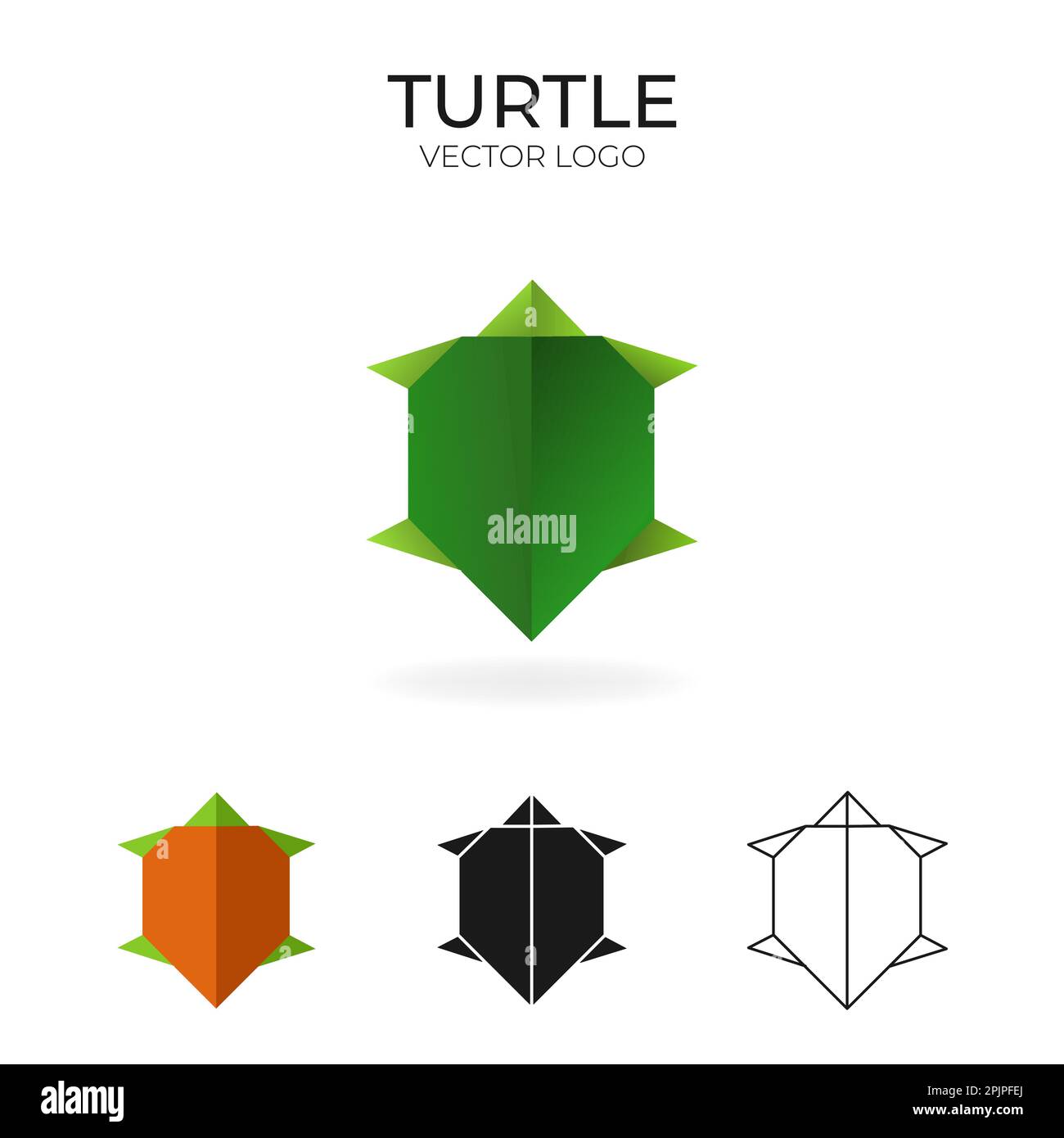 Origami vector logo and icon with turtle.  Stock Vector